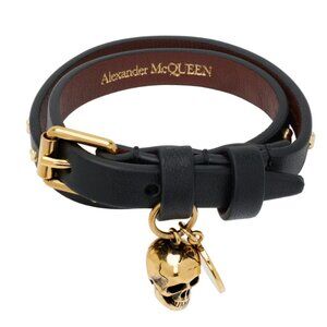 Alexander McQueen Hammered Studs Double-Wrap Bracelet